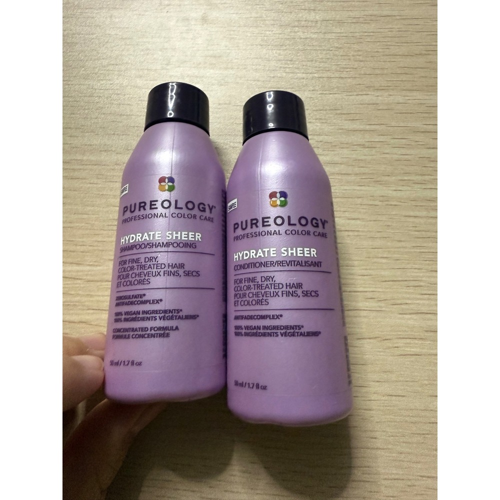 Pureology Hydrate Sheer 2 pc Set 1.7oz Purple New Travel Size Fine Hair Duo